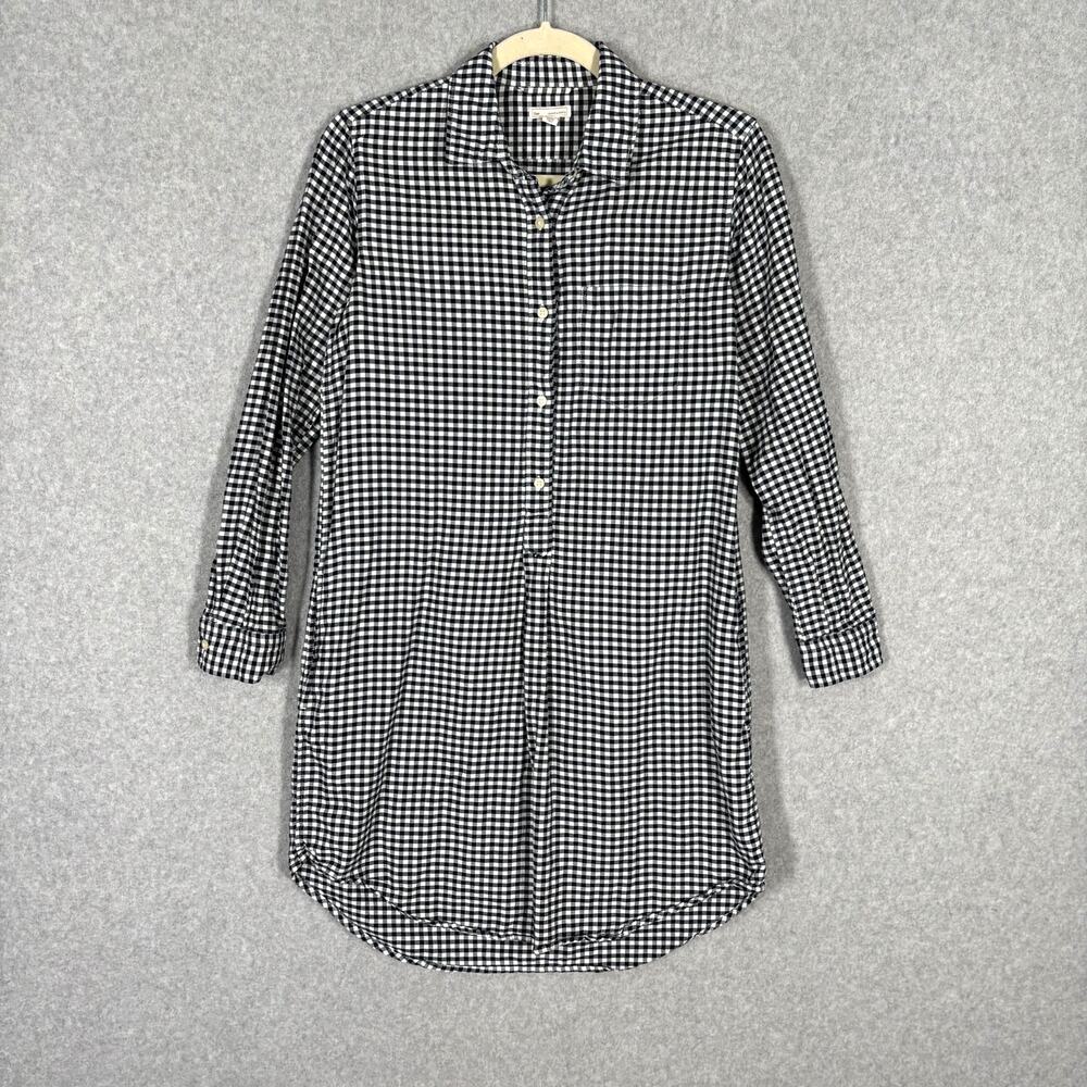 Gap Dress Small Navy Shirt Gingham Plaid Pockets Cotton‎ Sailor Academia Casual